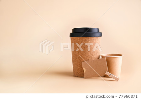 Business card, branding mockup with many craft paper . Mockup.  77960871