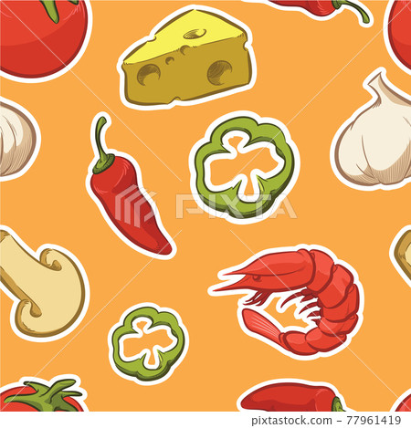 Seamless Pattern Background Pizza Restaurant Parlor Ingredient Seamless Pattern Background Pizza Restaurant Parlor Ingredient 77961419