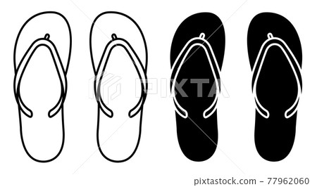 Beach rubber slippers icon. Beach shoes. Simple black and white vector 77962060