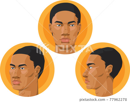 African American Man Head Front Profile View Cartoon Vector Drawing African American Man Head Front Profile View Cartoon Vector Drawing 77962278