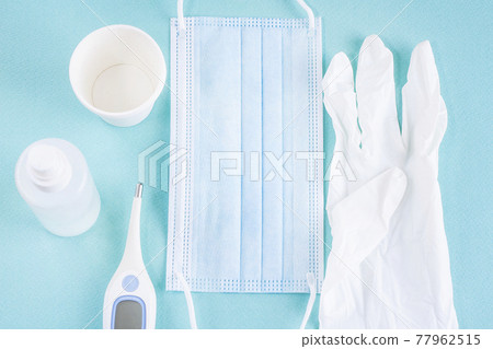 Disposable masks, paper cups, gloves, temperature measurement, disinfection, infection control 77962515