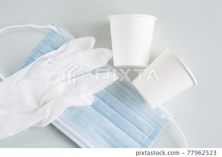 Disposable masks, paper cups, gloves, infection control 77962523