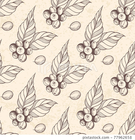 Vintage hand drawn seamless pattern with coffee - Stock Illustration ...