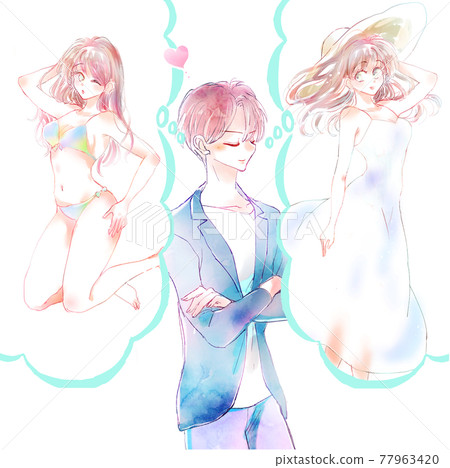 A man lost between a neat woman and a sexy woman A man lost between a neat woman and a sexy woman 77963420