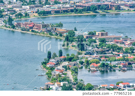Resort area and residential houses in Osoyoos town, British Columbia Resort area and residential houses in Osoyoos town, British Columbia 77965216