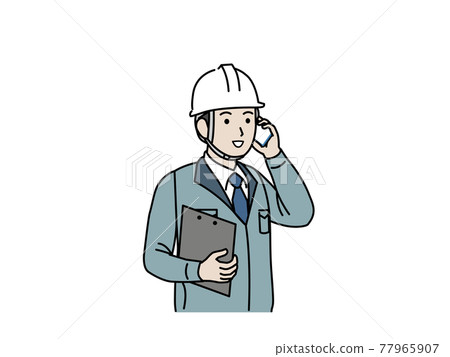 Site director, architect, factory manager, male, calling, contacting during a call, last material Site director, architect, factory manager, male, calling, contacting during a call, last material 77965907