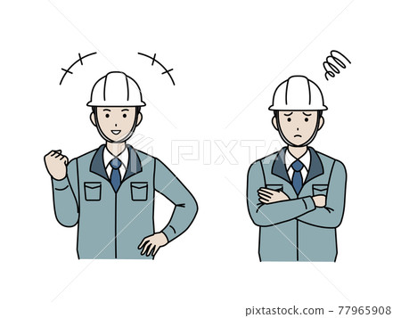 Site director architect factory manager male guts pose troubled pose illustration material 77965908