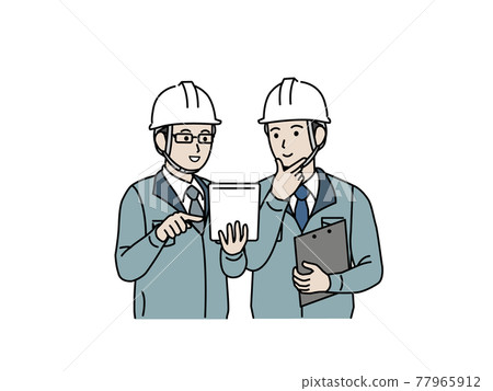 Site director, architect, factory manager, male plan, schedule, illustration material 77965912