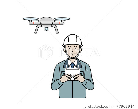 Flying drone Site director architect male illustration material 77965914