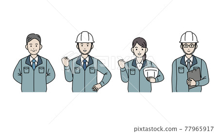 Site director architect manufacturing company men and women teamwork upper body illustration material 77965917