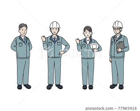 Site director architect manufacturer manufacturer men and women teamwork whole body illustration material 77965918