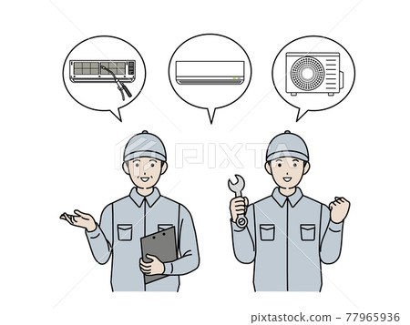 Air-conditioning work Air-conditioning installation work Contractor Male Illustration material 77965936