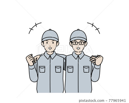 肩交叉承包商,機械師,男性穿著工作服,歡呼插圖素材 肩交叉承包商,機械師,男性穿著工作服,歡呼插圖素材 77965941