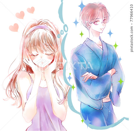 A woman fluttering in a yukata 77966410