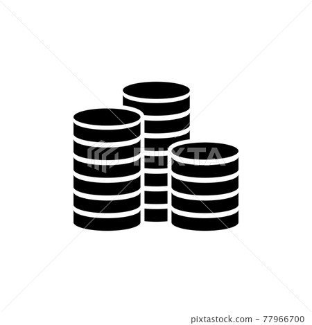 Stacks of Golden Coins, Money Finance. Flat Vector Icon illustration. Simple black symbol on white background. Stacks of Golden Coins, Money Finance sign design template for web and mobile UI element. 77966700