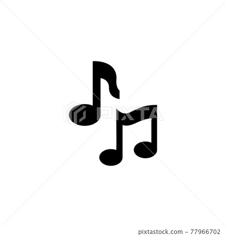 Musical Notes, Melody Tone, Note Key. Flat Vector Icon illustration. Simple black symbol on white background. Musical Notes, Melody Tone, Note Key sign design template for web and mobile UI element. 77966702
