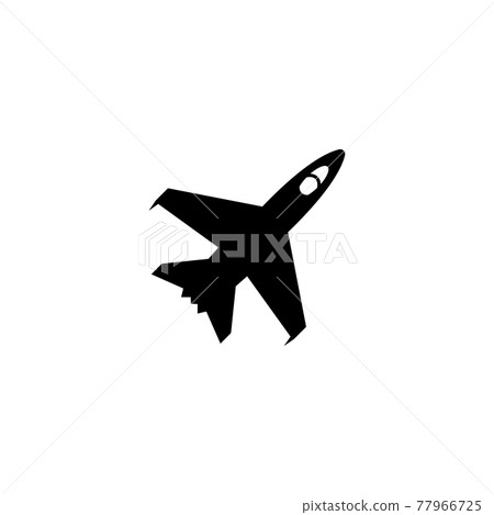 Armed Jet Fighter, Flight War Plane. Flat Vector Icon illustration. Simple black symbol on white background. Armed Jet Fighter, Flight War Plane sign design template for web and mobile UI element. 77966725