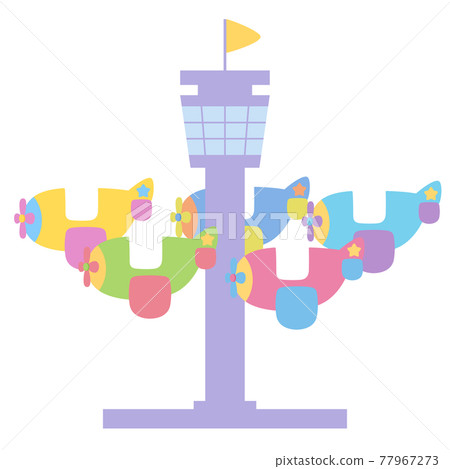 可愛的遊樂園飛機ride_illustration_flat 77967273