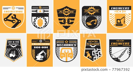 Engineering and plumbing emblem logo bundle Engineering and plumbing emblem logo bundle 77967392