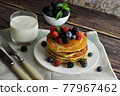 Stack of pancakes, good food. 77967462