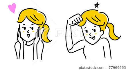害羞的可愛女人和Tehepero的插圖素材 害羞的可愛女人和Tehepero的插圖素材 77969663