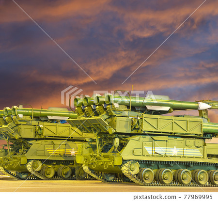 Russian modern weapons at night against the sky, Russia Russian modern weapons at night against the sky, Russia 77969995