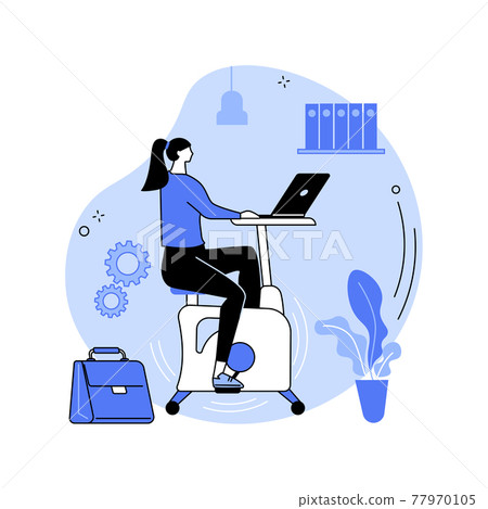 Fitness-focused workspace abstract concept vector illustration. 77970105
