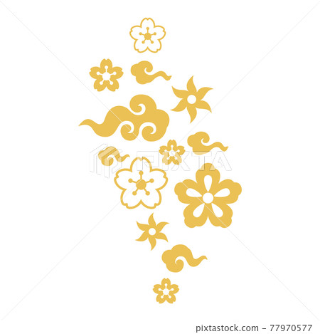 Illustration of blossoming sakura and clouds. Decorative oriental symbol for design of cards and invitations. Illustration of blossoming sakura and clouds. Decorative oriental symbol for design of cards and invitations. 77970577
