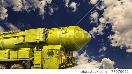 Russian modern weapons at night against the sky, Russia 77970621