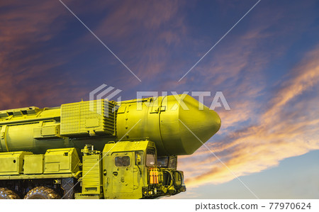 Russian modern weapons at night against the sky, Russia 77970624