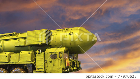 Russian modern weapons at night against the sky, Russia Russian modern weapons at night against the sky, Russia 77970625