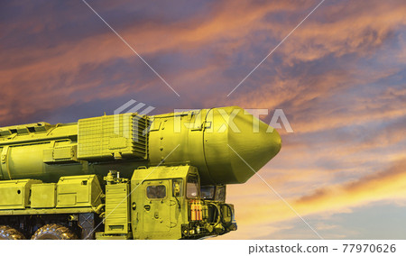 Russian modern weapons at night against the sky, Russia Russian modern weapons at night against the sky, Russia 77970626