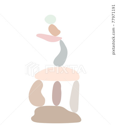 Zen stones simple abstract vector illustration in flat style, relax, meditation and yoga concept, boho colors stone pyramid for making banners, posters, cards, prints, wall art 77971191