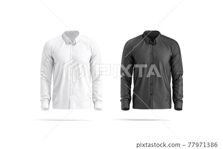 Blank black and white classic shirt mockup set, front view Blank black and white classic shirt mockup set, front view 77971386