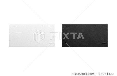 Blank black and white unfolded big towel mockup, isolated 77971388