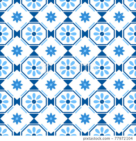 Ceramic tile pattern made in Mediterranean style inspired by Portuguese, Sicilian and Spanish tile Ceramic tile pattern made in Mediterranean style inspired by Portuguese, Sicilian and Spanish tile 77972104