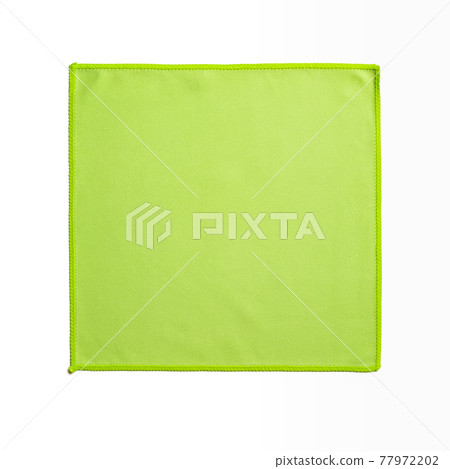 Square green microfiber cloth isolated on white background. 77972202