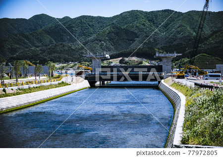 Sluice under construction-after the tsunami Sluice under construction-after the tsunami 77972805