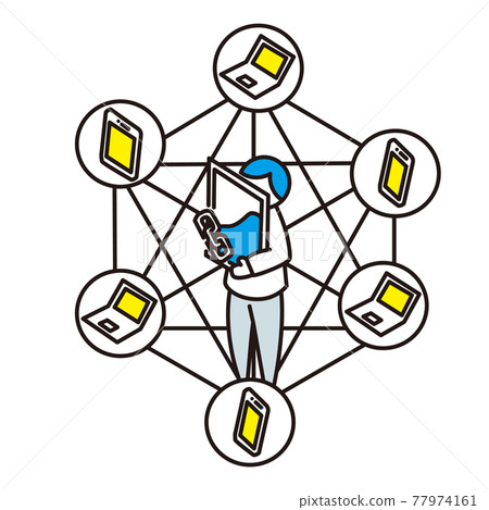 Isometric diagram of blockchain, etc. People ver Isometric diagram of blockchain, etc. People ver 77974161