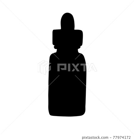 Vector hand drawn oil essence bottle silhouette 77974172
