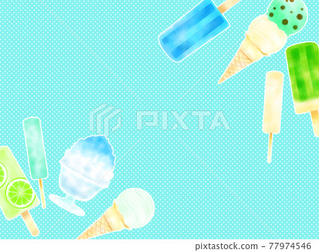 藍色冰淇淋插畫背景 77974546