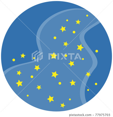 Simple and cute illustration of the Milky Way round frame Simple and cute illustration of the Milky Way round frame 77975703