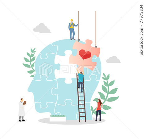 Mental health / mental illness / mental care concept illustration 77975834