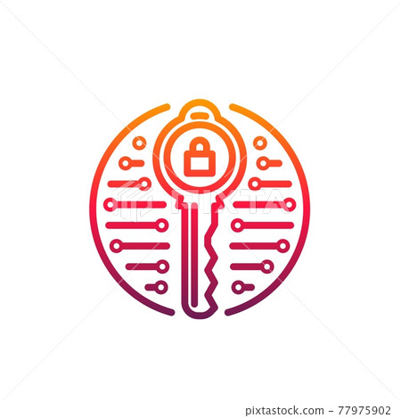 Cyber security icon padlock inside of key, vector Cyber security icon padlock inside of key, vector 77975902