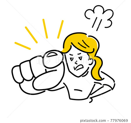 憤怒的女人指著這裡的插圖素材 77976069