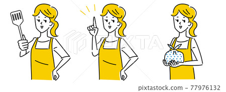 女人的圍裙姿勢插圖素材集 77976132