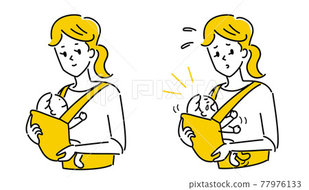 一位母親用擁抱繩擁抱她的插圖素材集 77976133