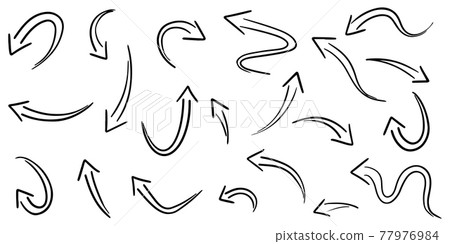 set of hand drawn arrows isolated on white background. for business infographic, banner, web and concept design.Vector doodle design elements. 77976984