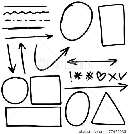 Doodle lines, Arrows, circles and curves vector.hand drawn design elements isolated on white background for infographic. vector illustration. 77976986