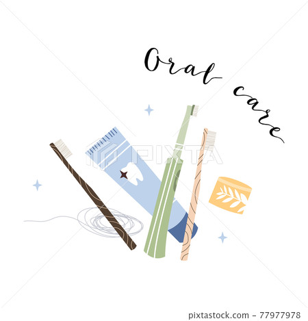 Bathroom accessories, bath items. Dental cleaning tools, natural skin care, organic cosmetics. Zero waste bathroom, reusable products. Eco friendly lifestyle. Vector flat cartoon illustration Bathroom accessories, bath items. Dental cleaning tools, natural skin care, organic cosmetics. Zero waste bathroom, reusable products. Eco friendly lifestyle. Vector flat cartoon illustration 77977978